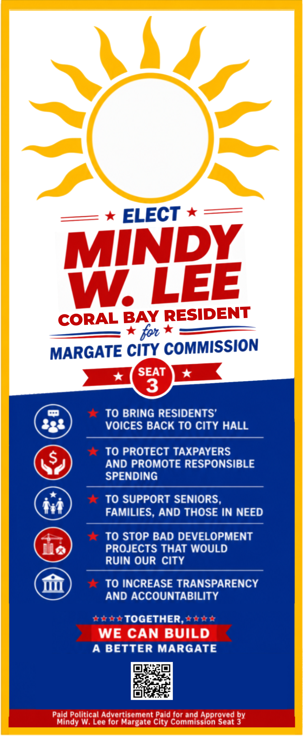 Mindy W. Lee campaign door hanger